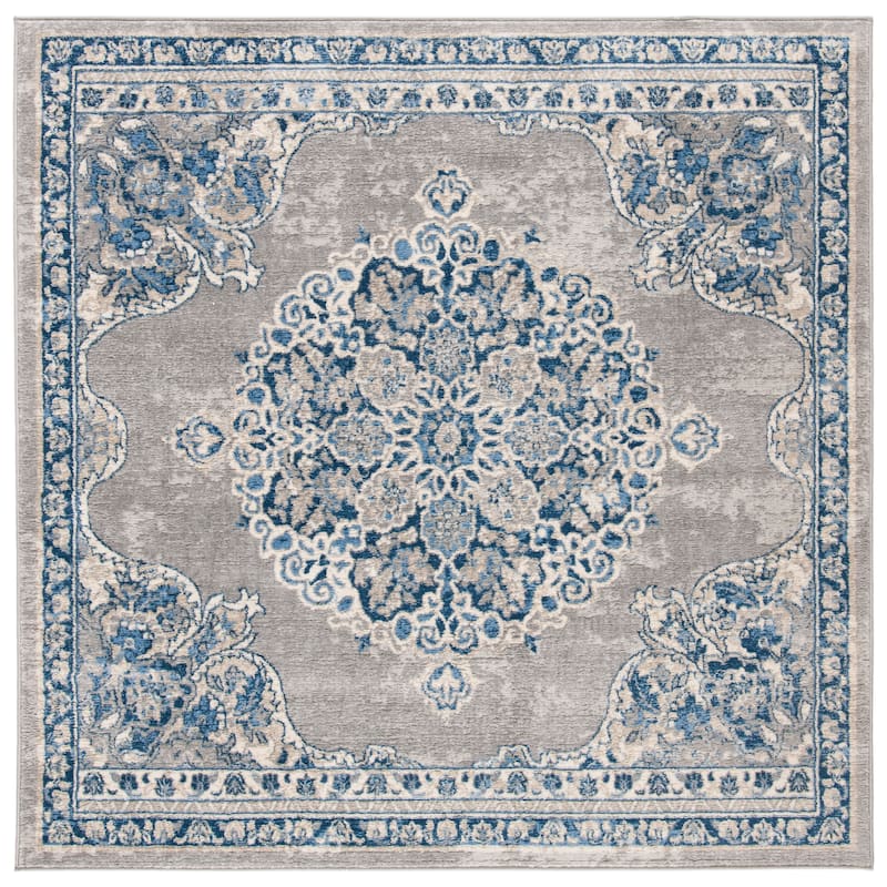 SAFAVIEH Brentwood Coralyne Traditional Oriental Rug - 5' Square - Light Grey/Blue
