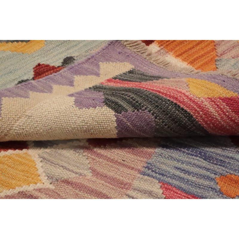 Hand Woven Oriental 100% Wool Carpet Southwestern Tribal Multi-Colored Kilim Area Rug - 4' 11'' X 3' 1''