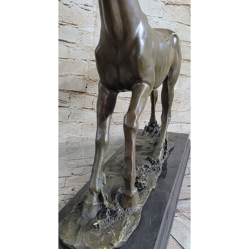 Galloping Stallion Horse Bronze Statue Sculpture Figure Pj Mene Marble Base 15 Inches X 24 Inches