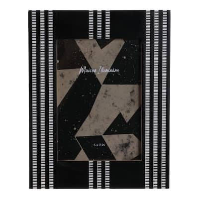 Resin Wood Picture Frame Striped Accents Modern Decor - 5x7" Black