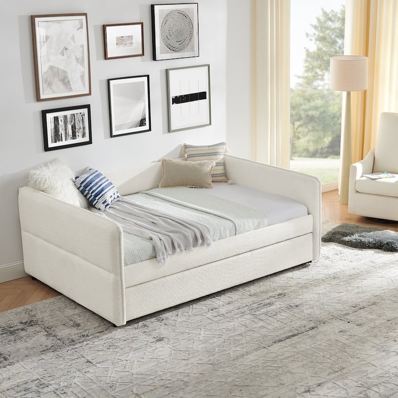 Daybed with Trundle Upholstered Tufted Sofa Bed