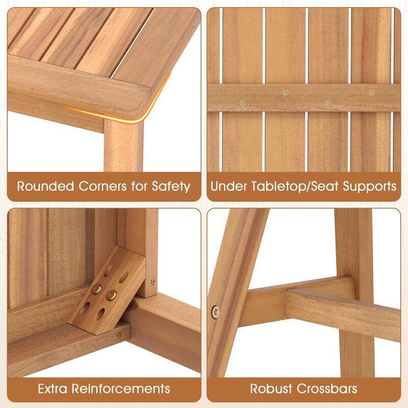 Gymax 2PCS Acacia Wood Outdoor Garden Bench w/Slatted Seat 800 lbs