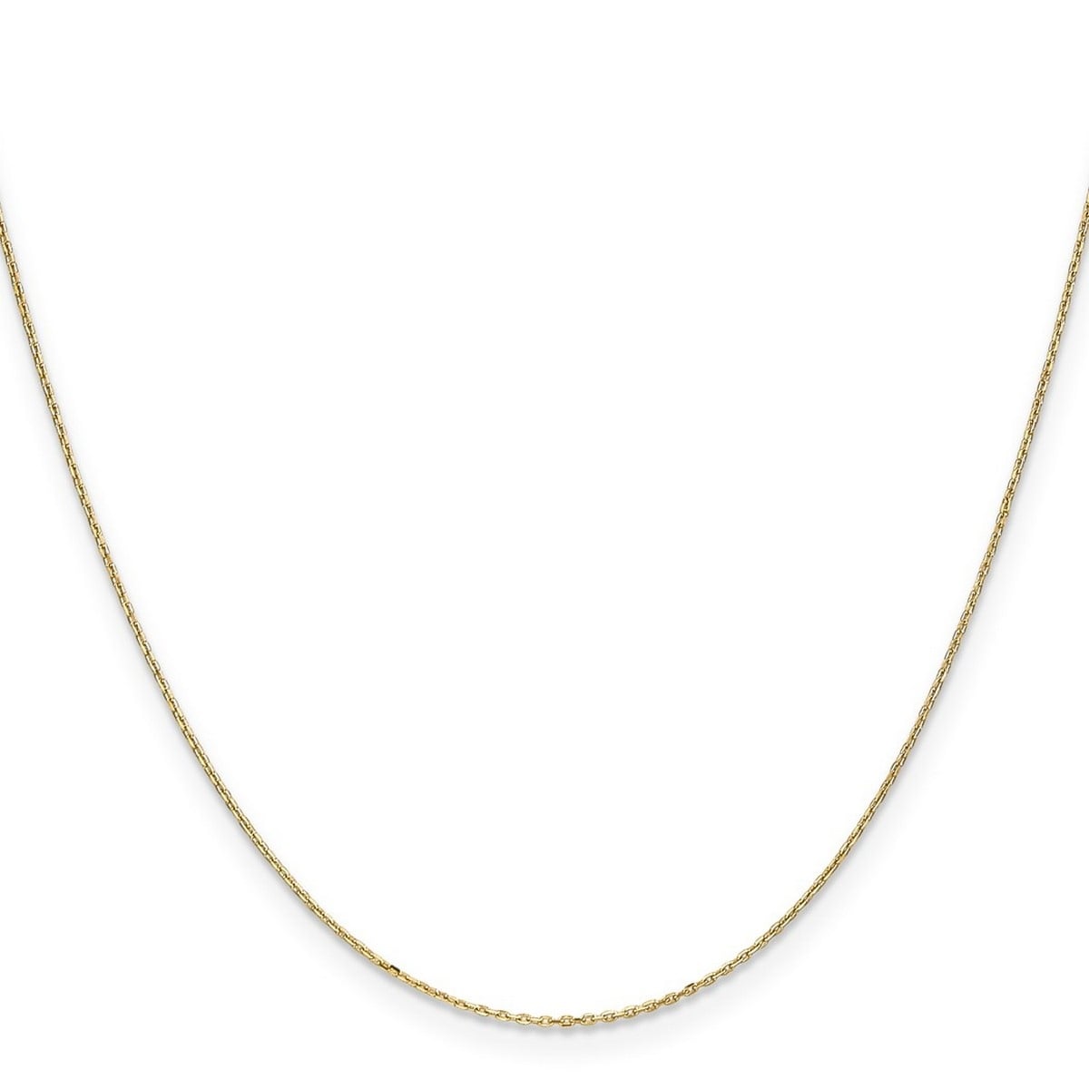 Curata 10k Yellow Gold 0.6mm Diamond Cut Cable Chain Necklace