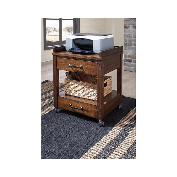 slide 2 of 4, Baldridge Rustic Brown Casual Printer Stand Wood Finish - Brown