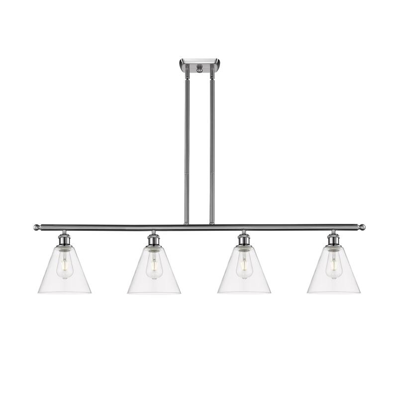 Innovations Lighting Berkshire - 4 Light 48" Stem Hung Island Light - Clear/Brushed Satin Nickel