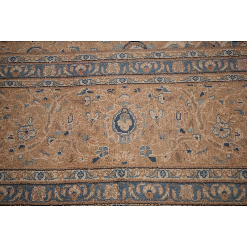 Traditional Mashad Persian Vintage Area Rug Hand-Knotted Wool Carpet - 9'4"x 12'5"
