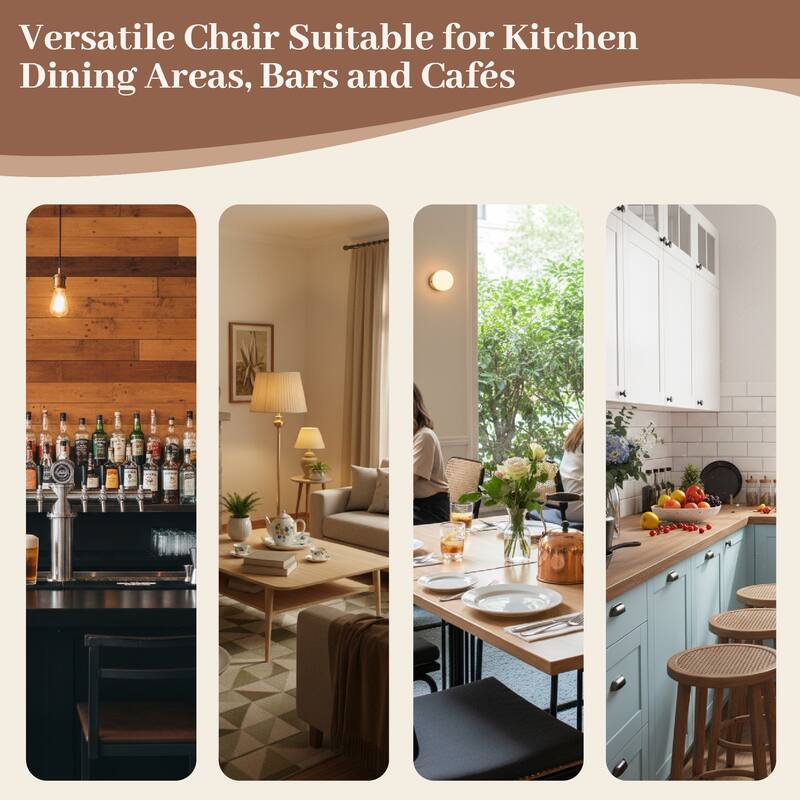 Ergonomic Counter Height Bar Stools with Curved Backrest & Breathable Fabric