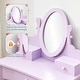 preview thumbnail 8 of 10, Kids Vanity Set with Mirror & Stool, Wooden Princess Makeup Dressing Table with Drawers for Girls Ages 4-9 - N/A