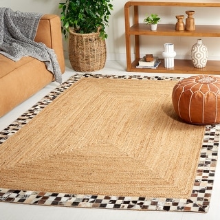SAFAVIEH Handmade Natural Fiber Lili Farmhouse Cowhide Leather & Jute Rug