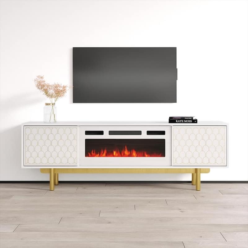 Karp WH-EF Fireplace TV Stand - White