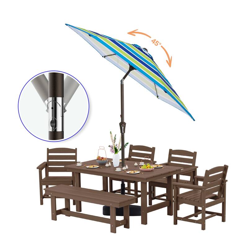 9ft Patio Market Umbrella with LED Lights,Crank & Tilt