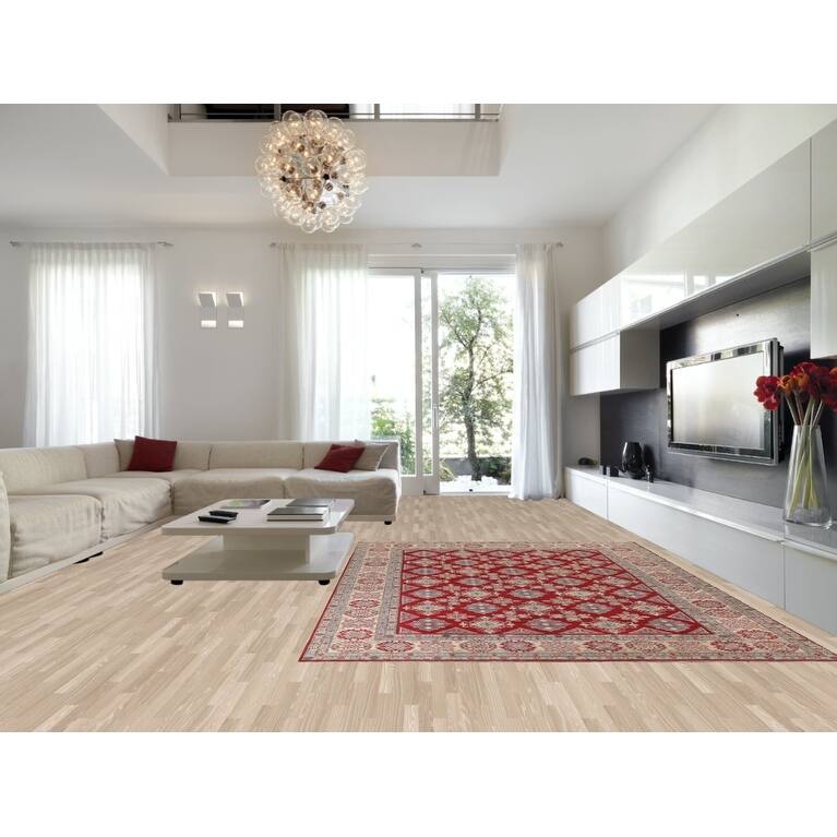 Red Geometric Kazak Area Rug Handmade Oriental Wool Carpet - 9'0"x 12'5"