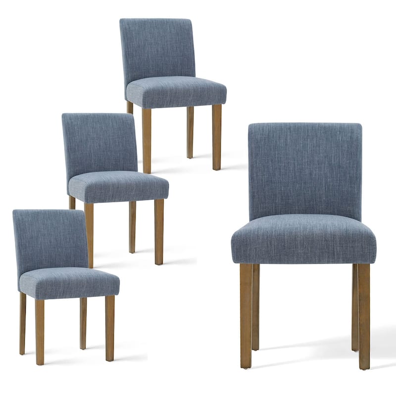Parsons Dining Chairs with Linen Upholstery and Solid Wood Legs