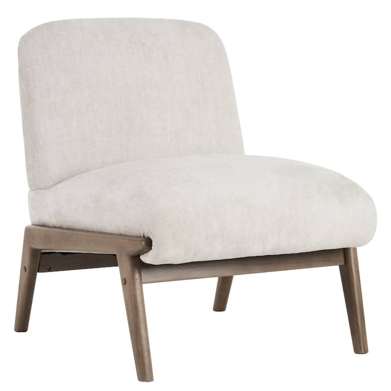 Contemporary Velvet & Solid Wood Accent Chair - Beige