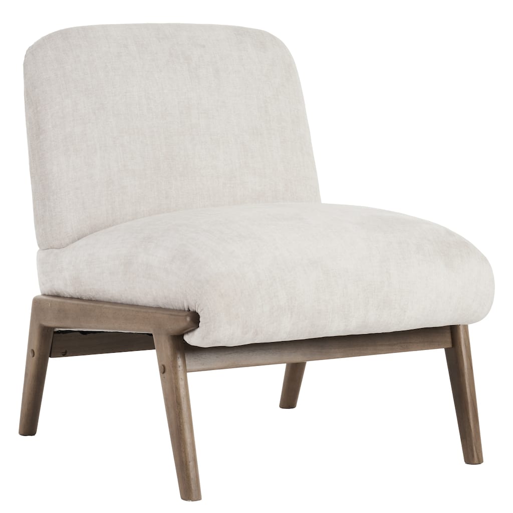 Contemporary Velvet & Solid Wood Accent Chair