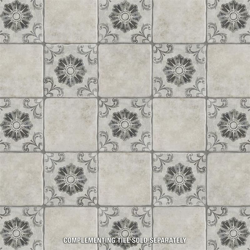 Merola Tile Costa Cendra Decor Fleur 7-3/4" x 7-3/4" Ceramic Floor and Wall Tile