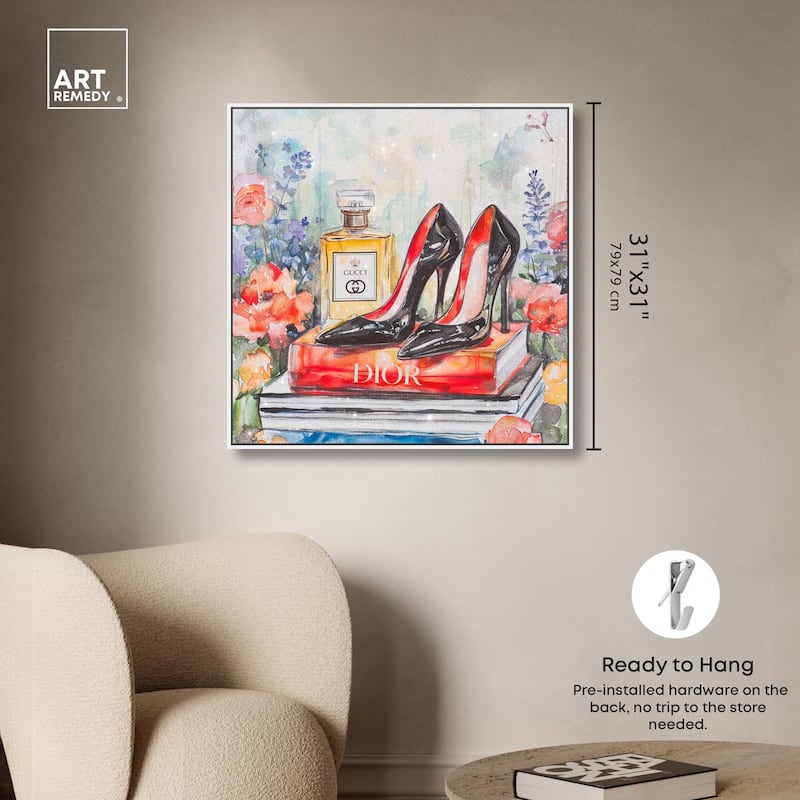 Lovely Garden Books and Heels Canvas by Art Remedy