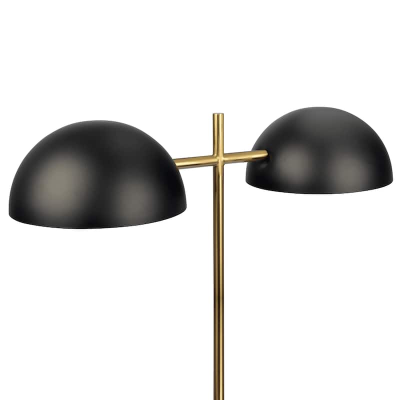 Black Table Lamp with On/Off Switch Double Lamp with Faux Marble Base
