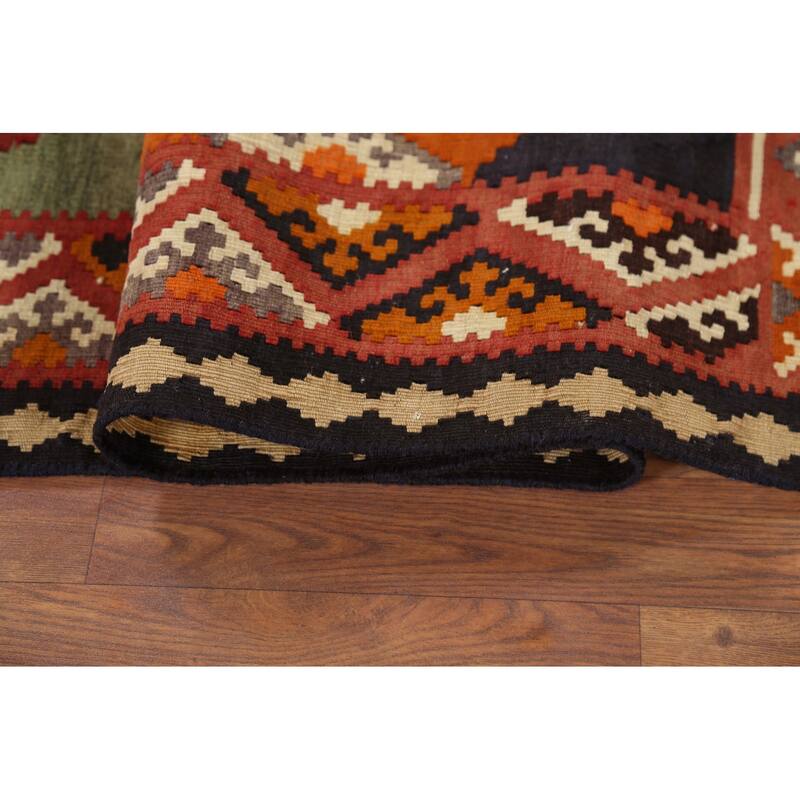Kilim Qashqai Persian Vintage Rug Hand-Knotted Tribal Wool Carpet - 4'6"x 10'8"