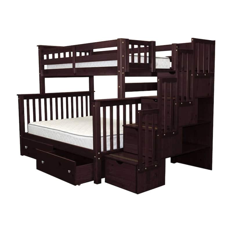 Taylor & Olive Trillium Twin over Full Stairway Bunk Bed, 2 Drawers