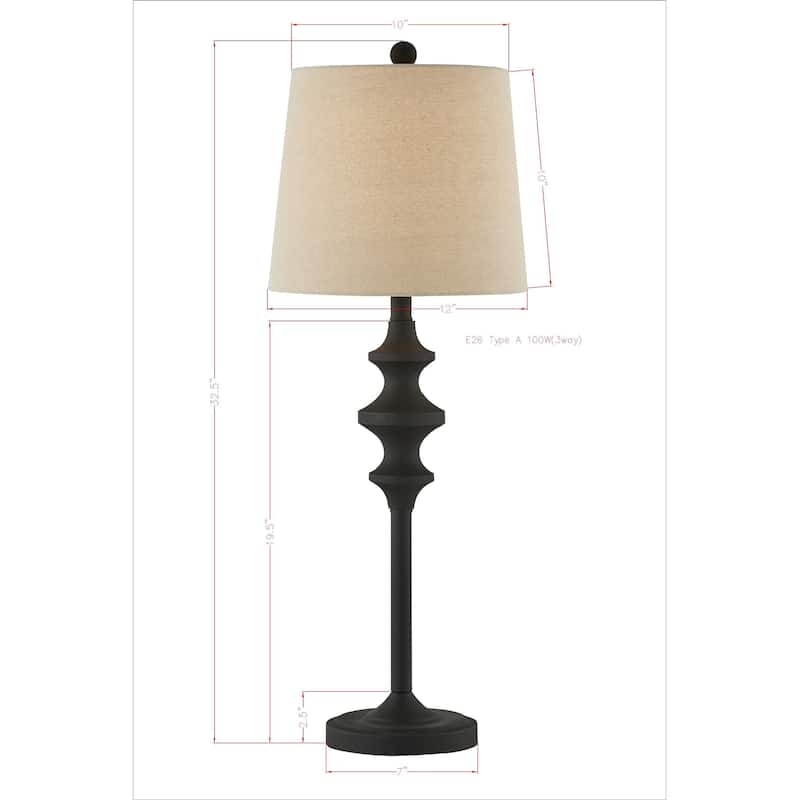 Brandon 33" Buffet Lamps with Linen Shade, Matte Black (Set of 2)