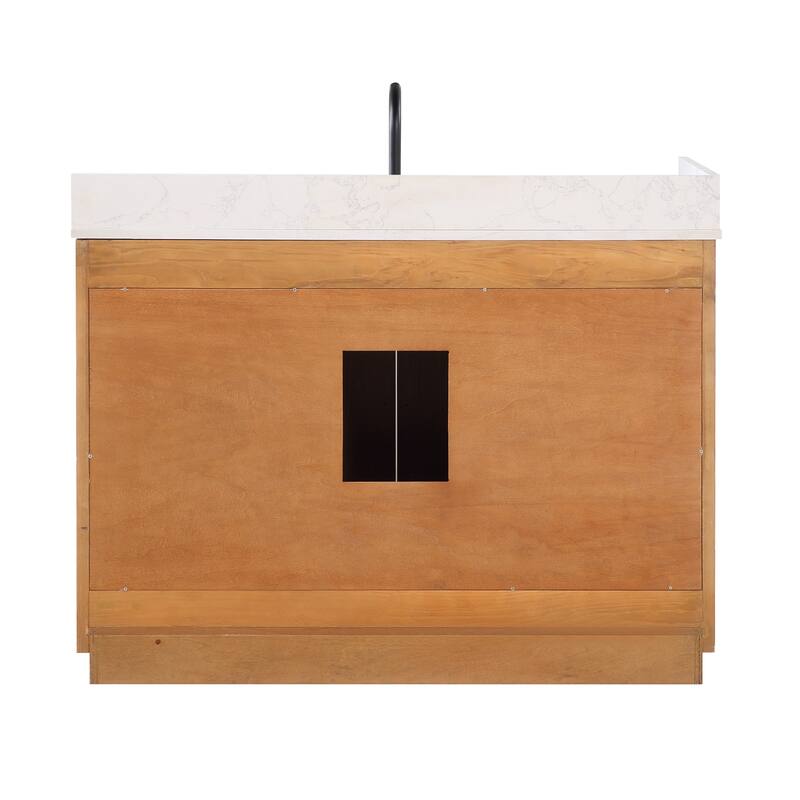 Altair Gavino Bath Vanity with Grain White Composite Stone Top and Mirror