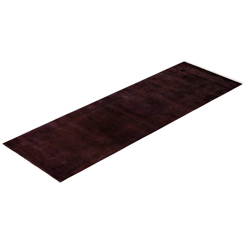 Overton Hand Knotted Wool Vintage Inspired Modern Contemporary Overdyed Brown Runner Rug - 2' 6" x 7' 10"