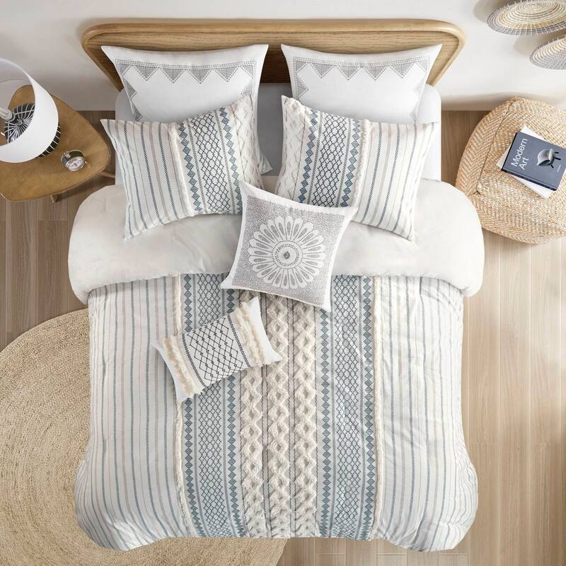 GDF Studio - Imani Cotton Printed Comforter Set with Chenille Detailing