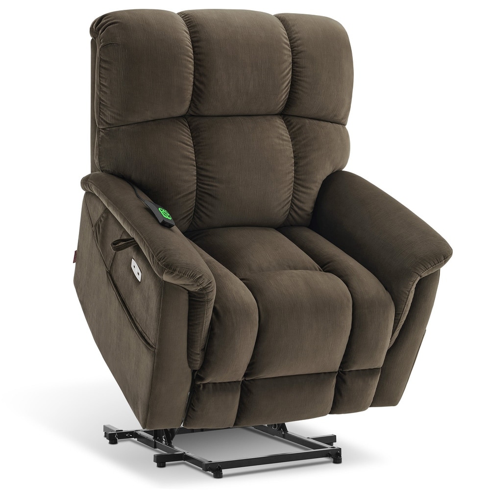 MCombo Dual Motor Power Lift Recliner Chair with Massage and Dual Heating, Infinite Position, Fabric R7166 (Oversize)