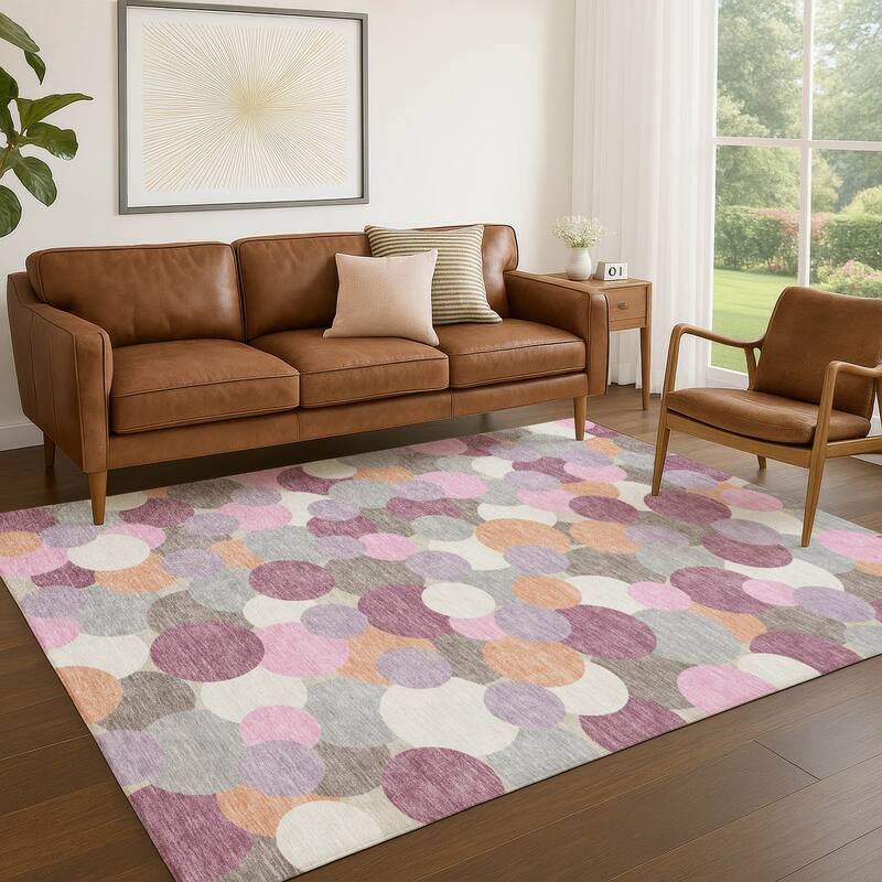 Machine Washable Indoor/ Outdoor Mucho Bubbles Chantille Rug