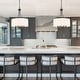 preview thumbnail 11 of 11, Modern Farmhouse Drum 4-Light Transitional Chandelier with Fabric for Dining Room Foyer - 16'' L x 16'' W x 21.5'' H