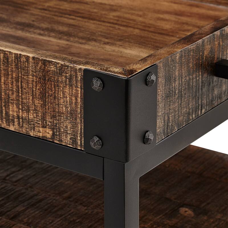 Myra Rustic Serving Cart with Wine Inserts and Removable Tray Top by iNSPIRE Q Classic