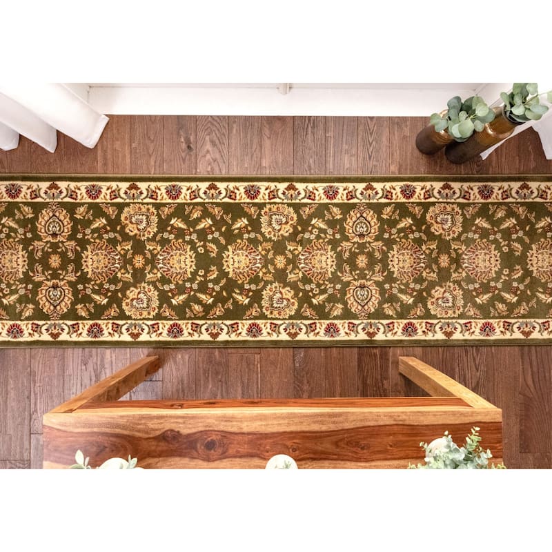 Custom Size Runner Timeless Abbasi Traditional Stair Rug - Green - 2' 3" x 2' 6" - Runner/Rectangle