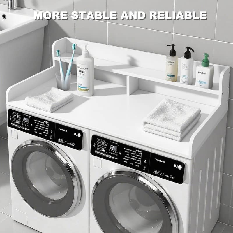 2-Tier Washer and Dryer Countertop with 2.75" H Guard, 54" W x 27.5" D Laundry Countertop Cover