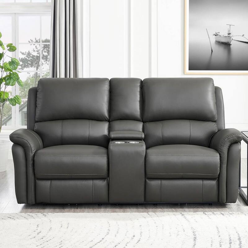 Hydeline Erindale Zero Gravity Power Recline and Headrest Top Grain Leather Sofa and Loveseat