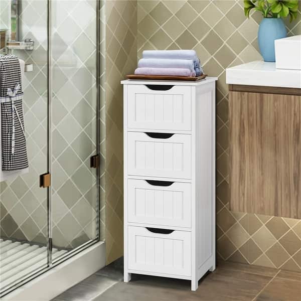 Yaheetech Bathroom Floor Slim Bath with 4 Drawers Bed