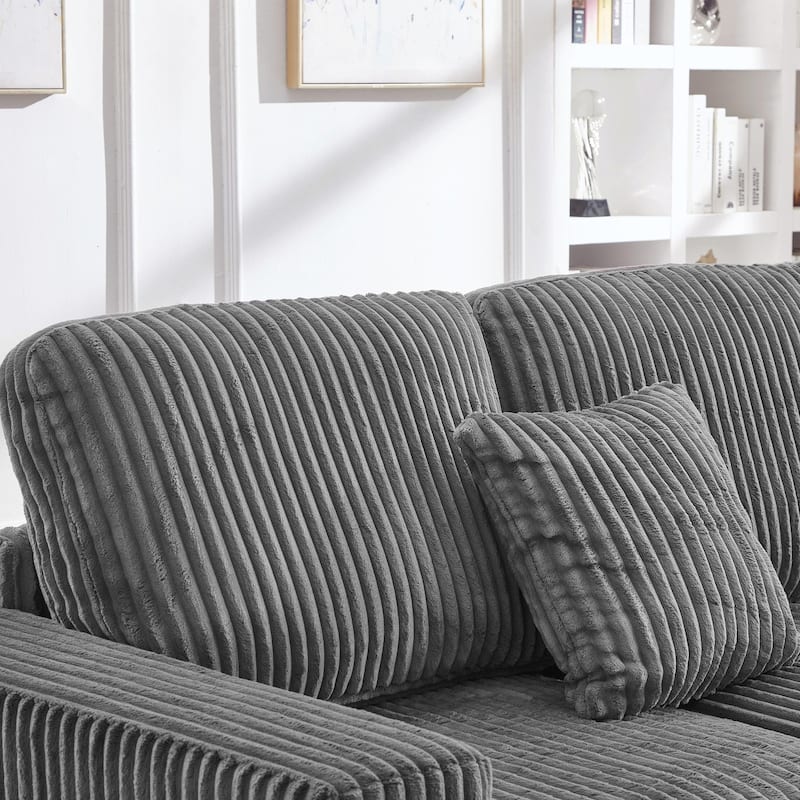 93" Sectional Sofa, L-Shaped with Reversible Chaise Lounge, Upholstered in Soft Corduroy