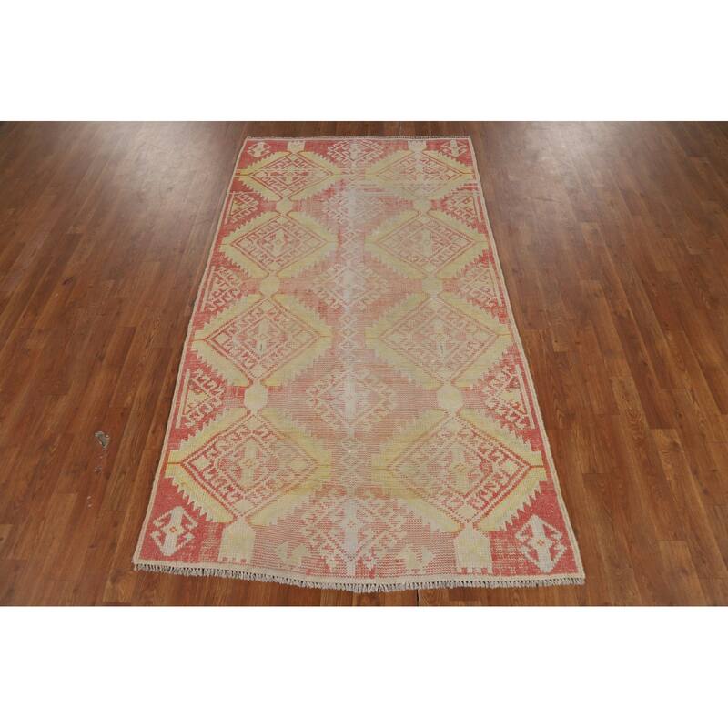 All-Over Geometric Bakhtiari Persian Rug Hand-Knotted Wool Carpet - 3'10" x 7'0"