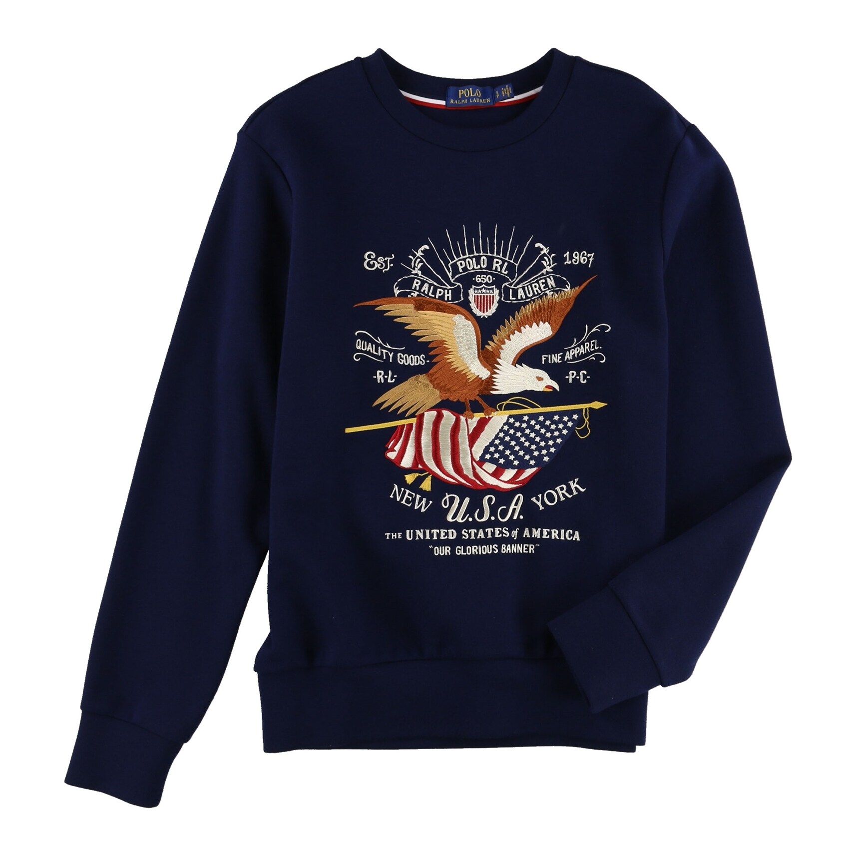 Shop Ralph Lauren Mens Embroidered Eagle Sweatshirt Blue Small