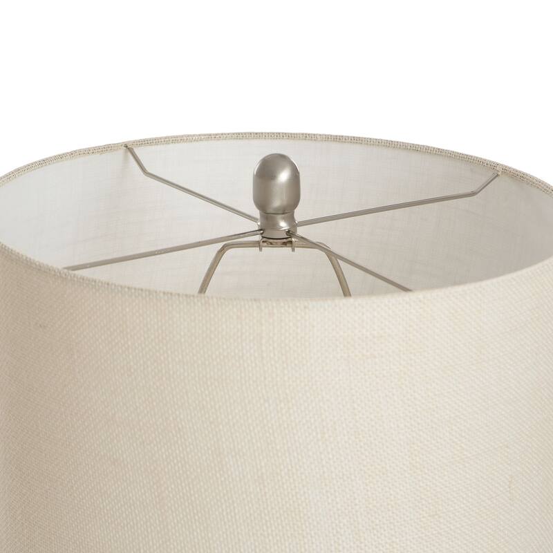 StyleCraft Olney Textured Concrete Table Lamp with Off-White Linen Drum Shade