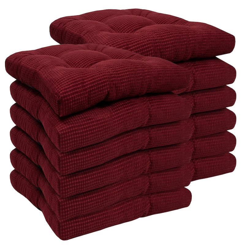 Sweet Home Collection Fluffy Memory Foam Tufted Chair Cushion Non Slip Microdot Rubber Back