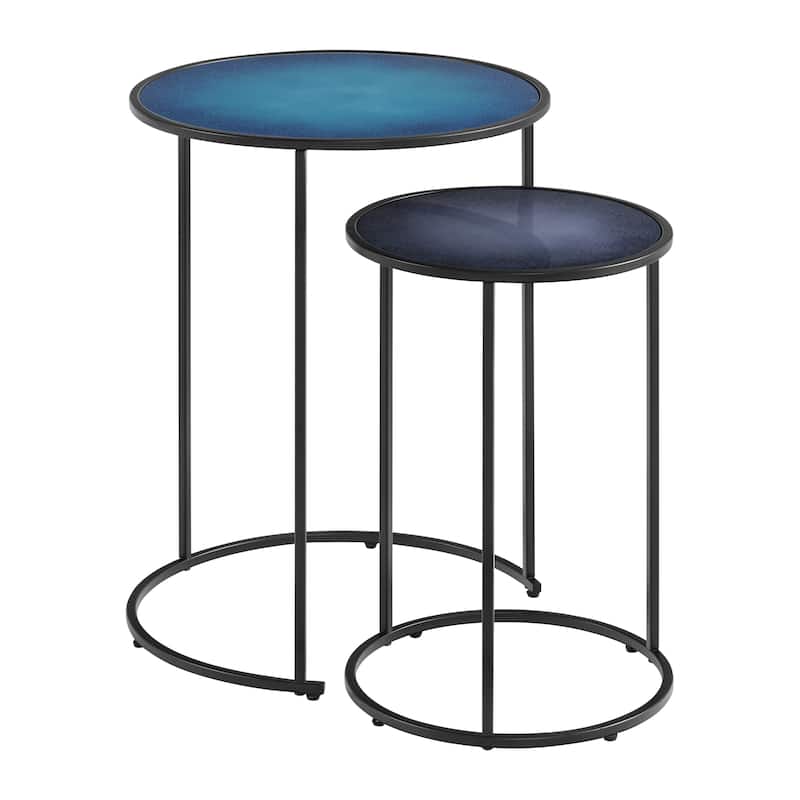 Blue Moon Glass Top Nesting Tables