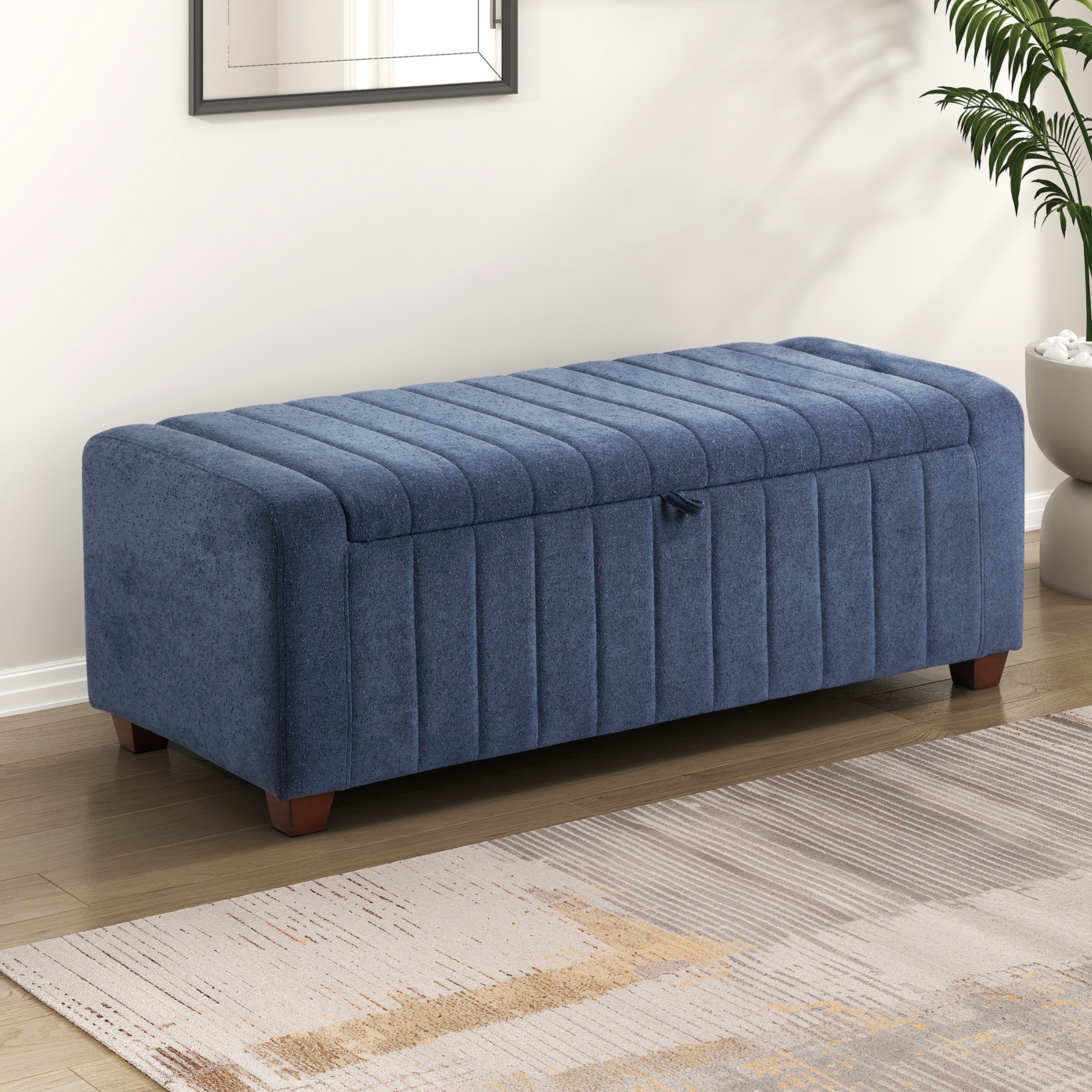Fremont & Park Bronte 50" Boucle Lift Top Storage Bench - Foam Cushioned Seat