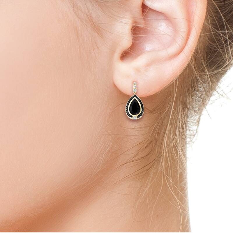 EFFY 14K Yellow Gold Diamond,Black Diamond,Onyx Earrings