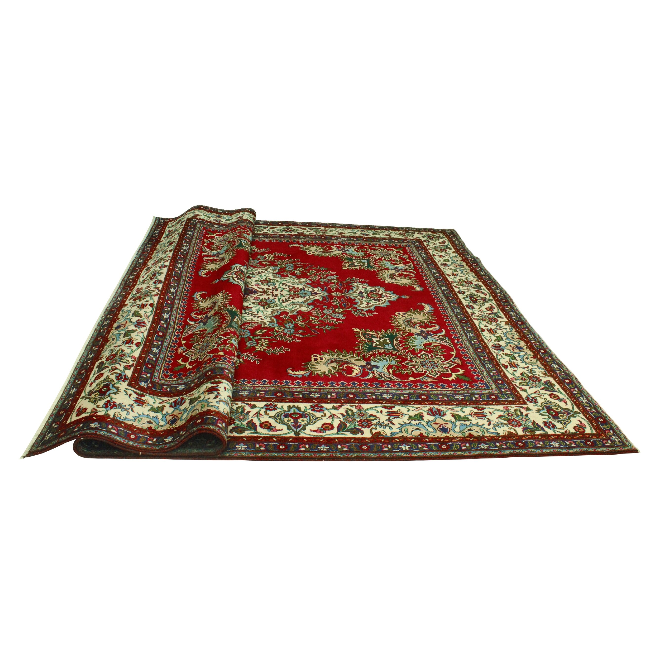 Fine Vintage Distressed Georgian Red/Ivory Rug - 9'11