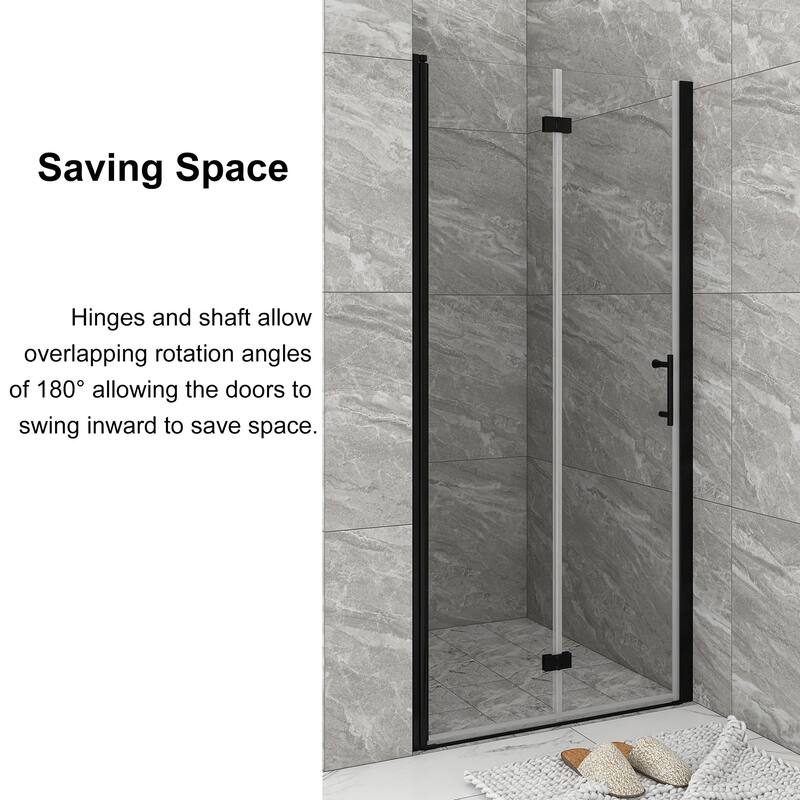 30/32/34/36 Bi-fold Semi-Frameless Shower Door with Clear Tempered Glass