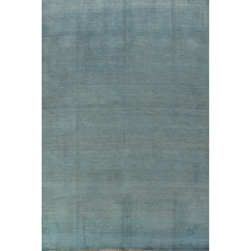 Light Blue Gabbeh Oriental Area Rug Hand-Knotted Wool Carpet - 6'0" x 8'10"