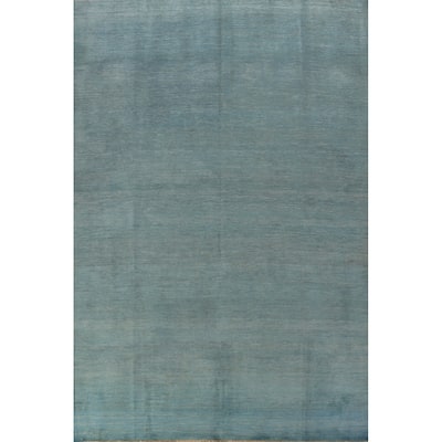 Light Blue Gabbeh Oriental Area Rug Hand-Knotted Wool Carpet - 6'0" x 8'10"