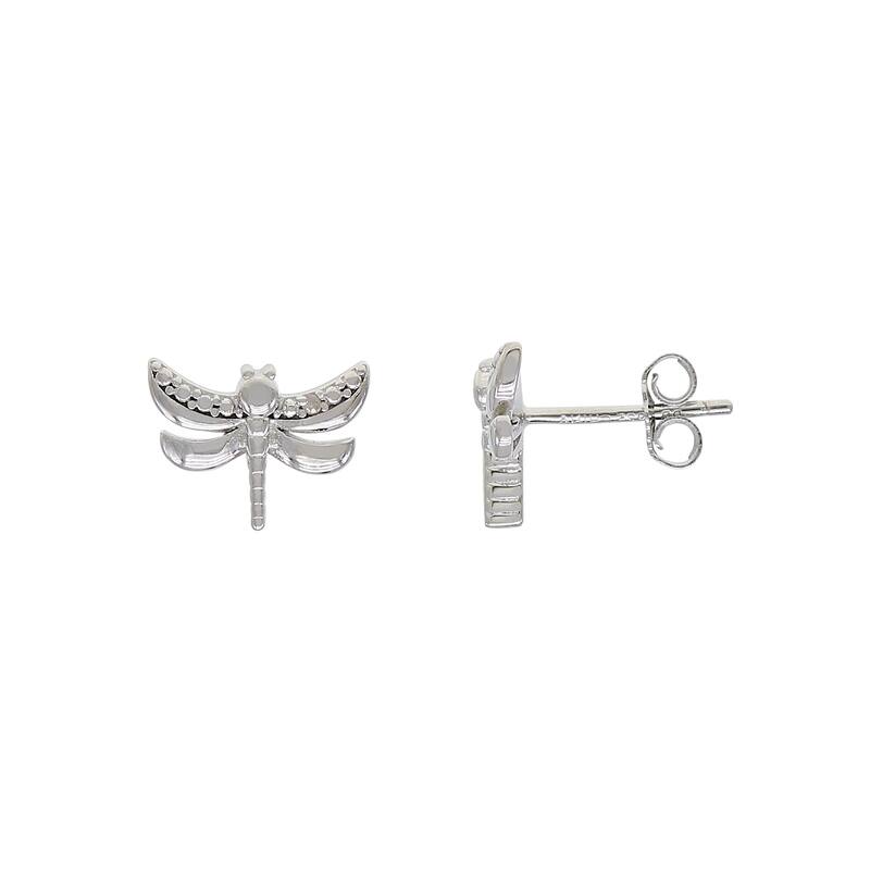 Victoria Townsend .925 Sterling Silver Diamond Accent Dragonfly Stud Earring