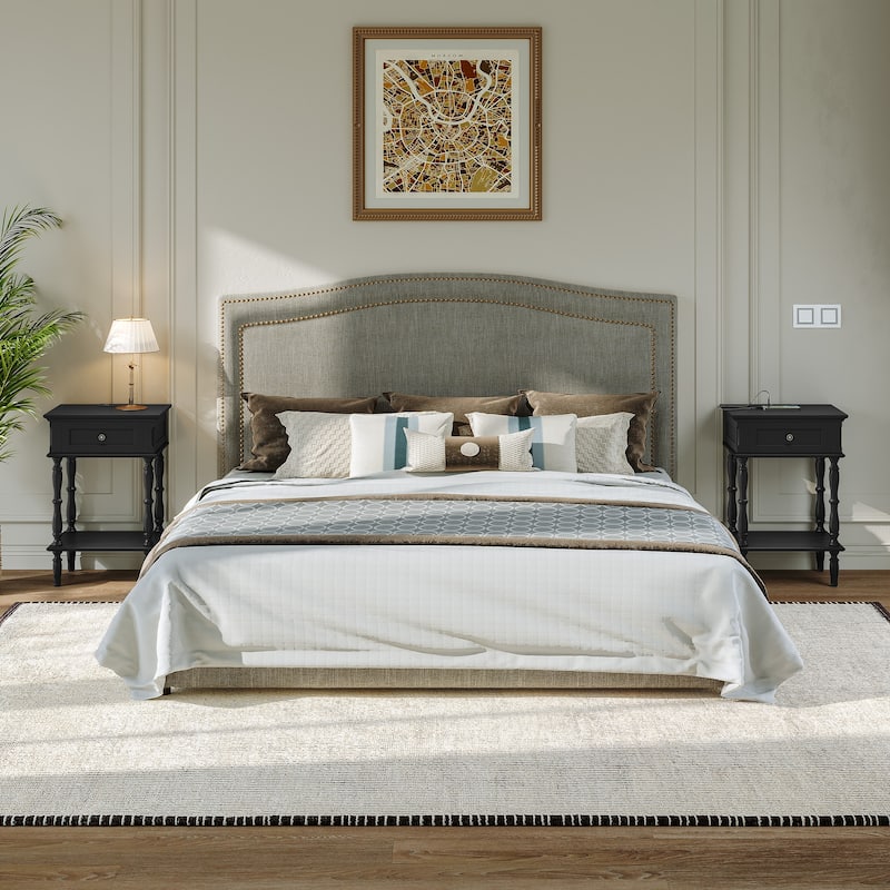 Nightstand with Built-in Charging Outlets, Minimal Assembly Needed